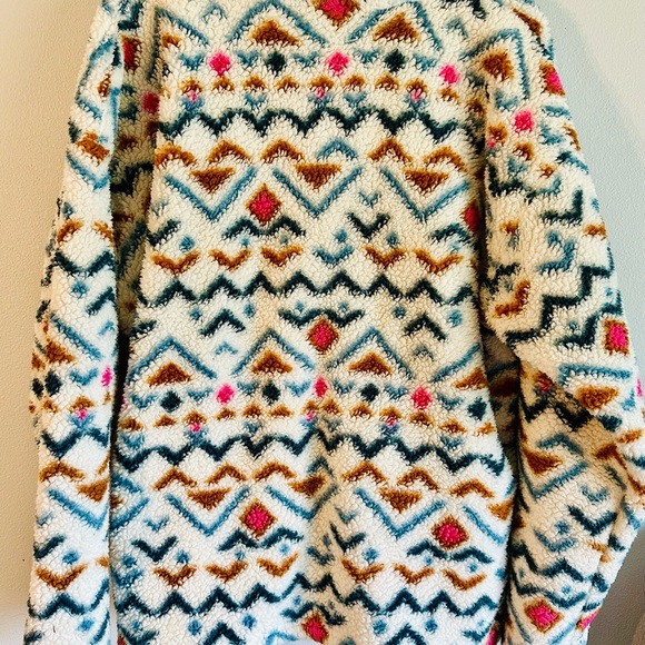 Eddie Bauer Vanilla Aztec Fleece Pullover 1/4 Zip Ulta Soft Plush Womens XL - Picture 4 of 4